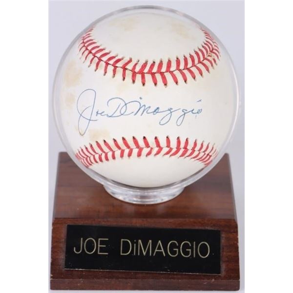 JOE DIMAGGIO SIGNED OFFICIAL AL BASEBALL MOUNTED