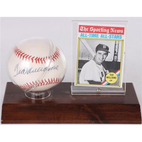 SIGNED TED WILLIAMS OFFICIAL AL BASEBALL W/ CARD