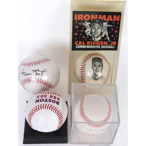 ASSORTED SIGNED/ COMMEMORATIVE BASEBALLS - (4)