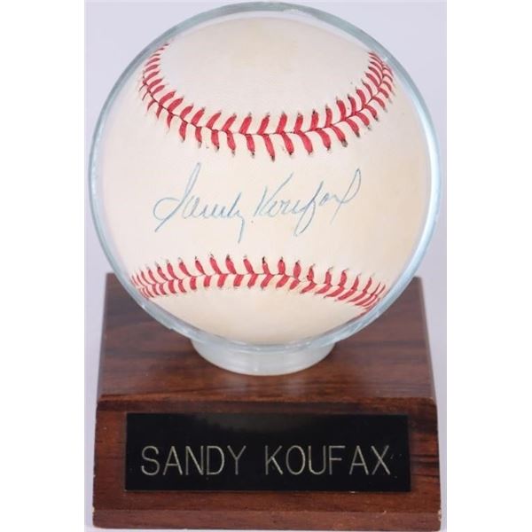 SANDY KOUFAX SIGNED OFFICIAL NL BASEBALL MOUNTED