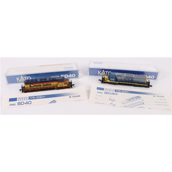KATO N GAUGE PRECISION RAILROAD SD40 MODELS - (2)