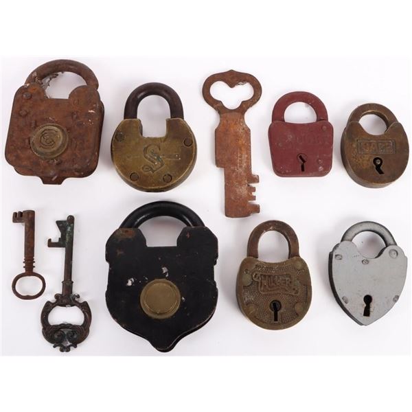 ANTIQUE LOCKS AND KEYS COLLECTION - 7 LOCKS 3 KEYS