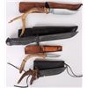 Image 1 : ANTLER HANDLE HANDMADE KNIVES W/ SHEATHS (4)