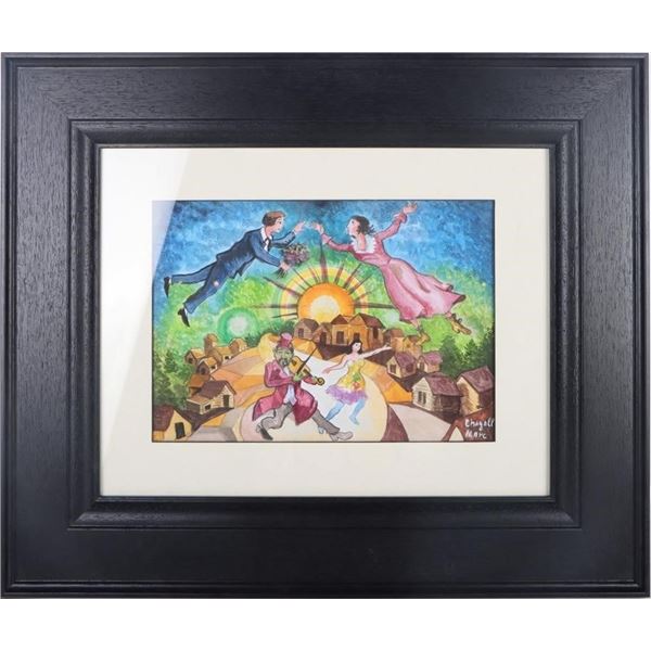 MARC CHAGALL FRAMED WATERCOLOR PAINTING AFTER