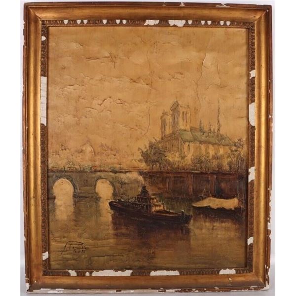 PEMARTIN ORIGINAL EUROPEAN PAINTING OF NOTRE DAME