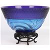 Image 1 : KAY AKIU MOSER BLUE GLASS HANDMADE BOWL W/ STAND