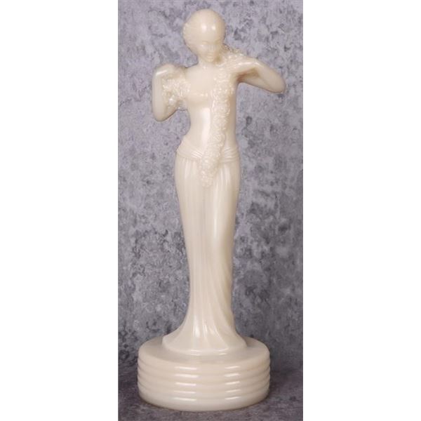 URANIUM GLASS  ALADDIN ALACITE ART DECO STATUE