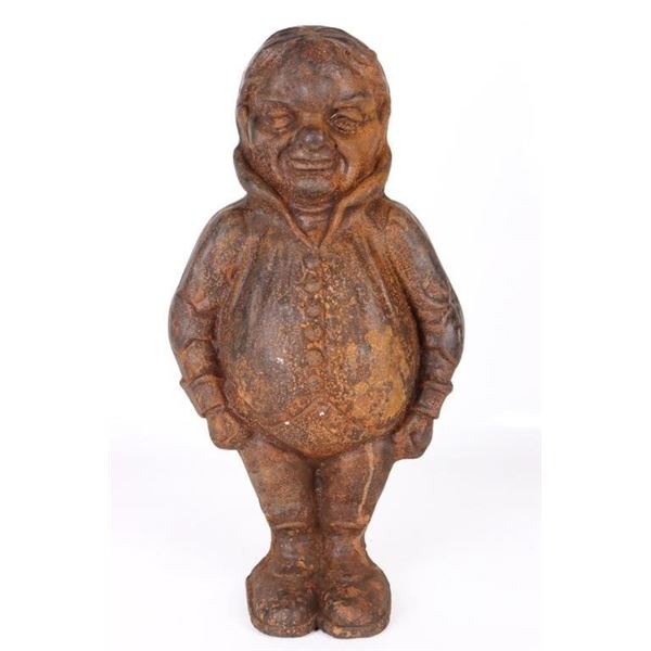 1920'S RARE FIGURAL TWEEDLEDUM CAST IRON ANDIRON
