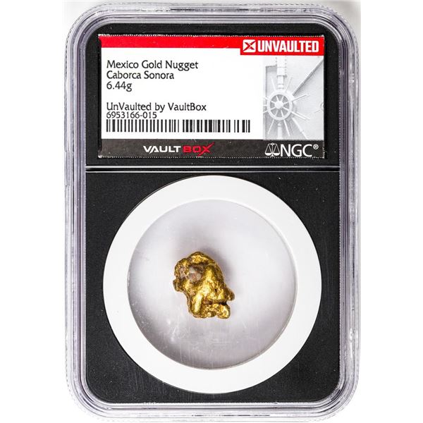 6.44 Gram Caborca Sonora Mexico Gold Nugget NGC Vaultbox Unvaulted