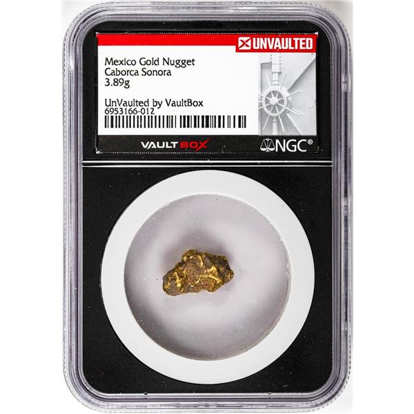 3.89 Gram Caborca Sonora Mexico Gold Nugget NGC Vaultbox Unvaulted