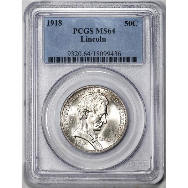 1918 Lincoln Commemorative Half Dollar Coin PCGS MS64