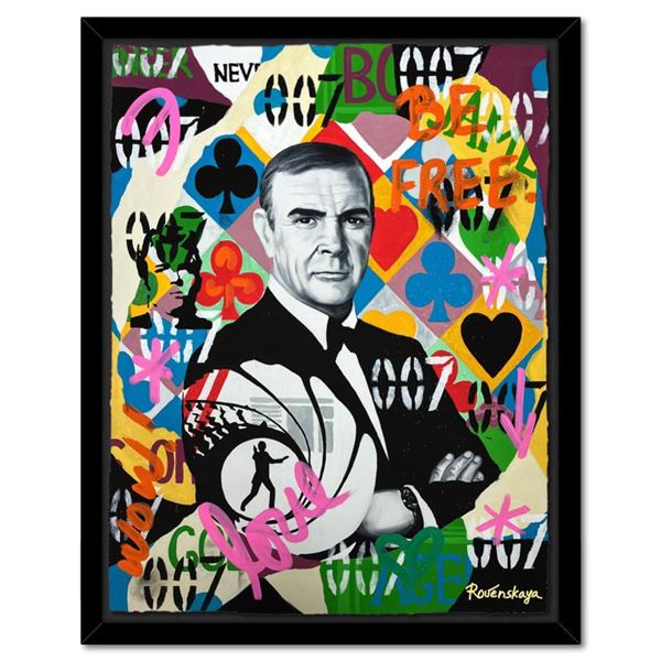 Nastya Rovenskaya "James Bond" Original Mixed Media on Paper