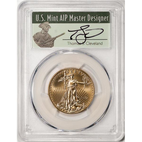 2021 Type 1 $25 American Gold Eagle Coin PCGS MS70 FDOI Cleveland Signature