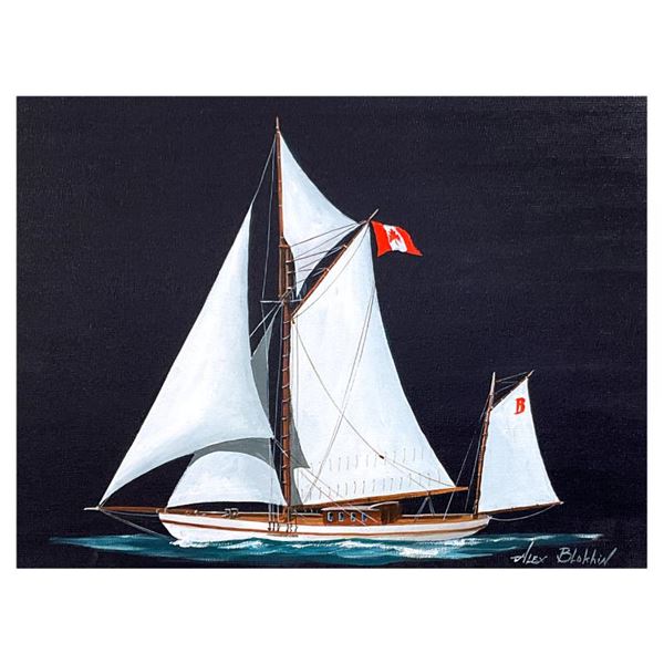 Alex Blokhin "Canadian Two Masted Yacht" Original Oil on Canvas
