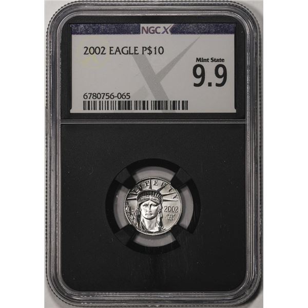 2002 $10 Platinum American Eagle Coin NGCX Mint State 9.9