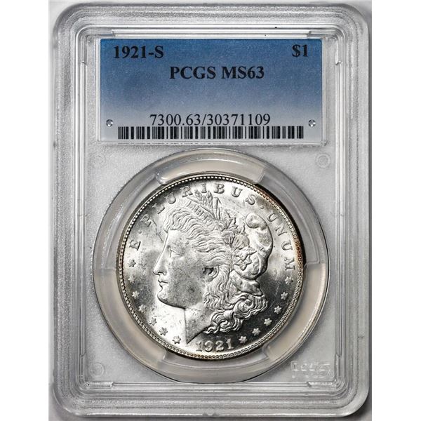 1921-S $1 Morgan Silver Dollar Coin PCGS MS63