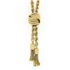 Image 3 : 14K Yellow Gold Long Rope Chain Textured Knot Slide Dual Tassel Lariat Necklace