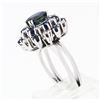 Image 9 : Vintage 18k White Gold 3.15 ctw Oval Sapphire Round Diamond Tiered Cluster Ring
