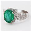 Image 2 : 2.95 ctw Emerald and 0.47 ctw Diamond 18K White Gold Ring