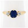 Image 2 : Vintage 14k Gold 1.32 ctw GIA Burma NO HEAT Cushion Sapphire & Round Diamond Rin
