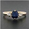 Image 3 : Vintage 14k Gold 1.32 ctw GIA Burma NO HEAT Cushion Sapphire & Round Diamond Rin