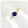 Image 4 : Vintage 14k Gold 1.32 ctw GIA Burma NO HEAT Cushion Sapphire & Round Diamond Rin