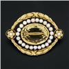 Image 3 : Antique Art Nouveau Handmade 14k Gold GIA Citrine & Seed Pearl Etched Pin Brooch