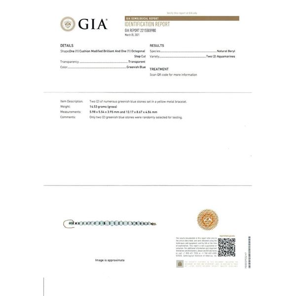 Antique Victorian Handmade 8k Gold GIA 25.0 ctw Old Hand Cut Aquamarine Bracelet