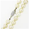 Image 5 : Classic 7.5-8mm Cultured Pearl Strand Necklace w/ 14k Gold Pave Diamond Clasp