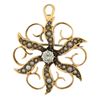 Image 2 : Antique Victorian 14k Gold 0.25 ctw Diamond & Seed Pearl Flower Pin Brooch Penda