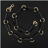 Image 5 : Antique Victorian 14K Gold Alternating Reddish Black Stone & Round Link Necklace
