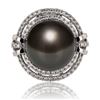 Image 1 : 13mm Tahitian Pearl and 0.43 ctw Diamond Platinum Ring