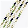 Image 6 : Vintage 18k Gold Long Enamel Pearl By The Yard & Twisted Wire Link 40" Necklace