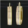 Image 2 : Classic Solid 18K Tri Color Gold 26.1mm Polished Grooved Oval Hoop Drop Earrings