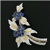 Image 3 : Vintage 18k Gold & Platinum 6 ctw GIA Sapphire & Diamond Flower Branch Pin Brooc