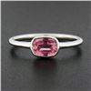 Image 3 : 18k White Gold 0.81 ctw GIA Cushion Padparadscha Sapphire Bezel Solitaire Ring