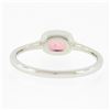 Image 8 : 18k White Gold 0.81 ctw GIA Cushion Padparadscha Sapphire Bezel Solitaire Ring