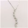 Image 3 : NEW 14K White Gold 0.50 ctw 7 Round Diamond Wavy Journey Pendant w/ 16" WG Chain