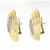 Image 3 : Vintage 18k Yellow Gold 2.15 ctw Pave Diamond Domed Swirl Earrings w/ 14k Backs