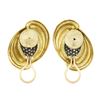 Image 6 : Vintage 18k Yellow Gold 2.15 ctw Pave Diamond Domed Swirl Earrings w/ 14k Backs