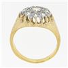 Image 8 : Men's Vintage 14K Two Tone Gold 0.80 ctw Round Diamond Brushed Finish Cluster Ri