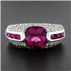 Image 2 : Sonia B. 18k Gold Cushion Pink Tourmaline Solitaire Spinel & Diamond Band Ring