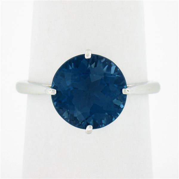 NEW 14k White Gold 4.63 ctw Round Brilliant London Blue Topaz Prong Solitaire Ri