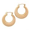 Image 4 : Classic 14K Rose Gold 24.9mm Polished Finish Ribbed Puffed Hoop Earrings