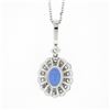 Image 6 : NEW 14k White Gold 2.62 ctw Oval Tanzanite & Diamond Halo Pendant w/ 18" Chain