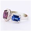 Image 1 : 3.01 ctw Blue and Bluish Purple Sapphire and 0.30 ctw Diamond 18K White Gold Rin