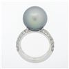 Image 5 : Cartier 18k White Gold 12.75mm Tahitian Gray Pearl .85 ctw Round Pave Diamond Ri
