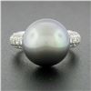 Image 9 : Cartier 18k White Gold 12.75mm Tahitian Gray Pearl .85 ctw Round Pave Diamond Ri