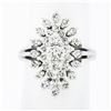 Image 1 : Vintage 14K White Gold 1.03 ctw Prong Diamond Navette Shape Tiered Cluster Ring