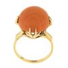 Image 8 : Vintage 18K Gold Cabochon Pinkish-Orange Natural Coral Open Work Solitaire Ring
